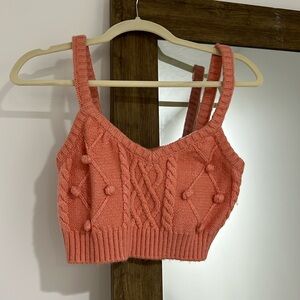 For Love & Lemons cropped pink sweater